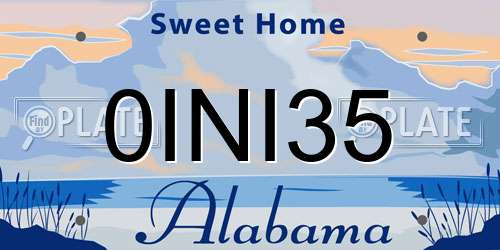 0INI35 Alabama License Plate
