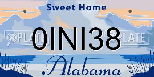 0INI38 Alabama License Plate