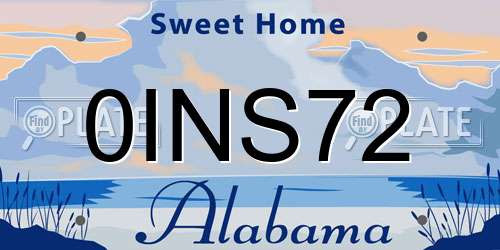 0INS72 Alabama License Plate
