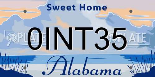 0INT35 Alabama License Plate
