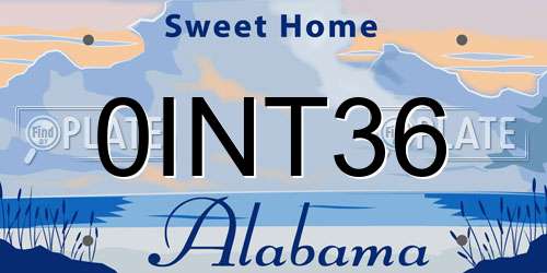 0INT36 Alabama License Plate