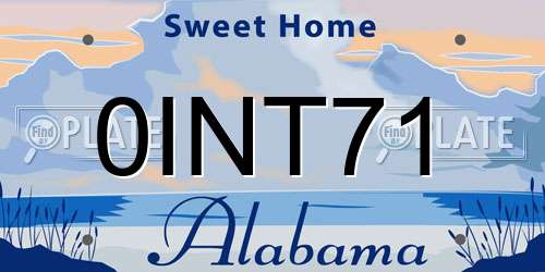 0INT71 Alabama License Plate