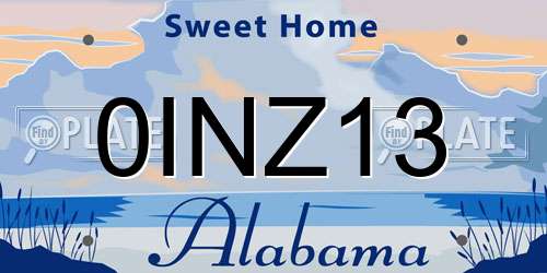 0INZ13 Alabama License Plate