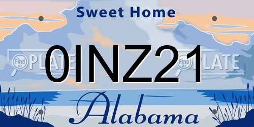 0INZ21 Alabama License Plate