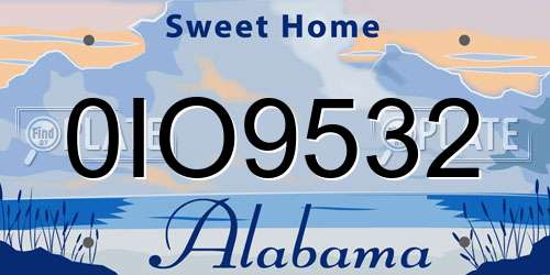 0IO9532 Alabama License Plate