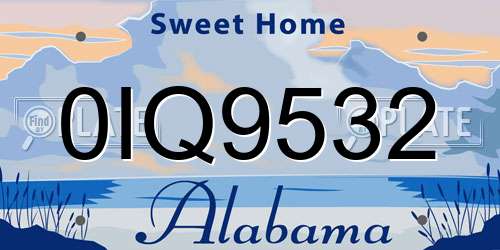0IQ9532 Alabama License Plate