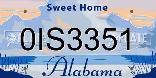 0IS3351 Alabama License Plate