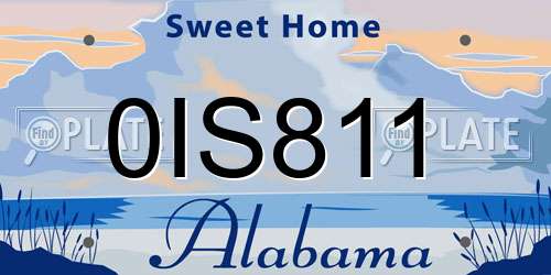 0IS811 Alabama License Plate