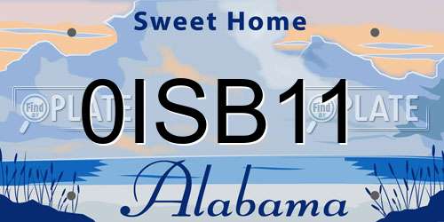 0ISB11 Alabama License Plate