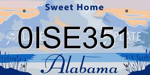 0ISE351 Alabama License Plate