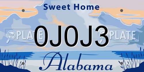 0J0J3 Alabama License Plate
