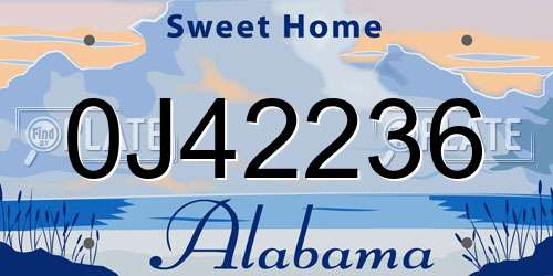 0J42236 Alabama License Plate