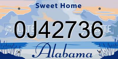 0J42736 Alabama License Plate