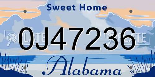 0J47236 Alabama License Plate