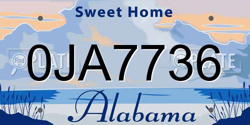 0JA7736 Alabama License Plate