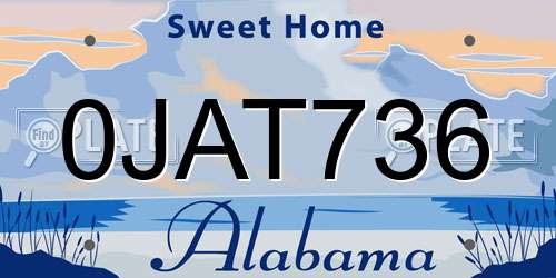 0JAT736 Alabama License Plate