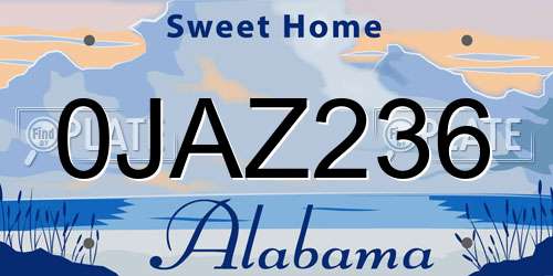 0JAZ236 Alabama License Plate