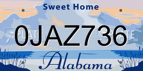 0JAZ736 Alabama License Plate
