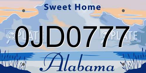 0JD0777 Alabama License Plate