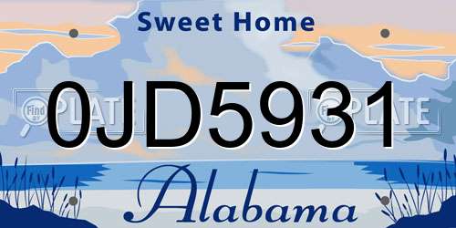 0JD5931 Alabama License Plate