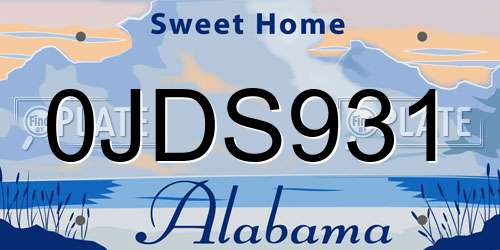 0JDS931 Alabama License Plate