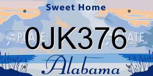 0JK376 Alabama License Plate