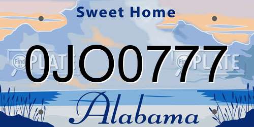 0JO0777 Alabama License Plate