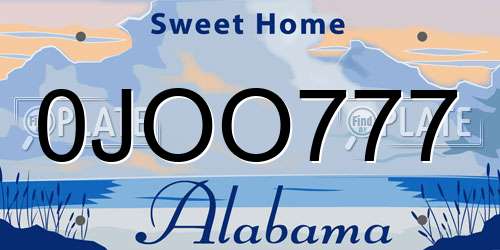 0JOO777 Alabama License Plate