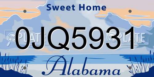 0JQ5931 Alabama License Plate