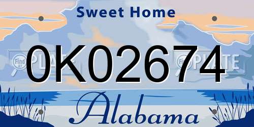 0K02674 Alabama License Plate
