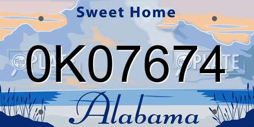 0K07674 Alabama License Plate