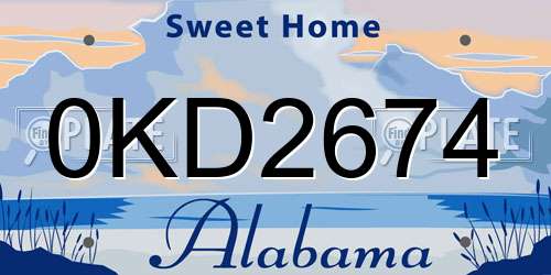 0KD2674 Alabama License Plate