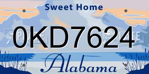 0KD7624 Alabama License Plate