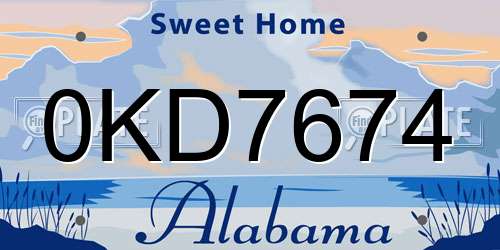 0KD7674 Alabama License Plate
