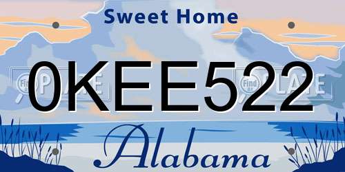 0KEE522 Alabama License Plate
