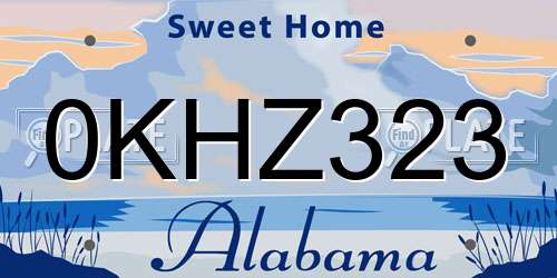 0KHZ323 Alabama License Plate