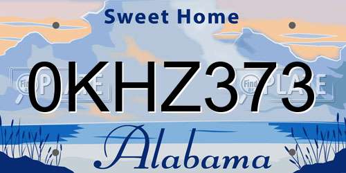 0KHZ373 Alabama License Plate