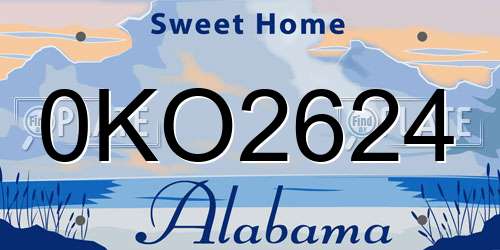 0KO2624 Alabama License Plate