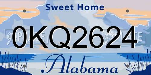 0KQ2624 Alabama License Plate