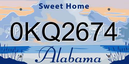0KQ2674 Alabama License Plate