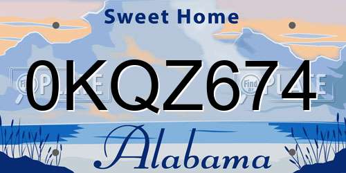 0KQZ674 Alabama License Plate