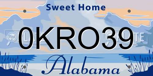 0KRO39 Alabama License Plate
