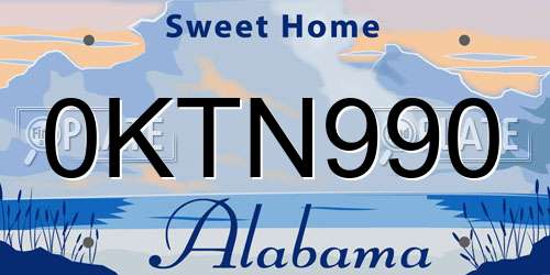 0KTN990 Alabama License Plate
