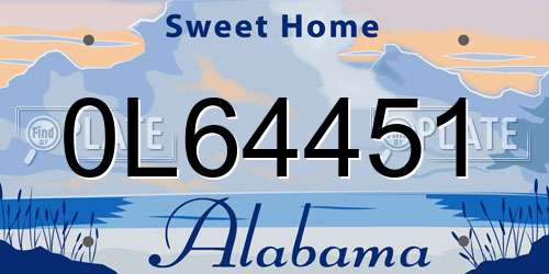 0L64451 Alabama License Plate