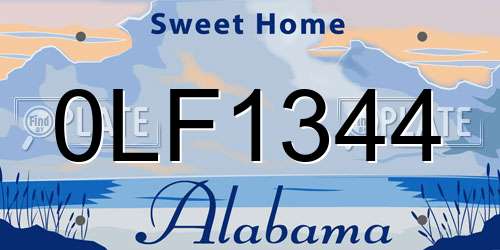 0LF1344 Alabama License Plate
