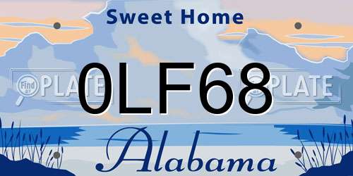 0LF68 Alabama License Plate