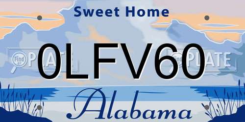 0LFV60 Alabama License Plate