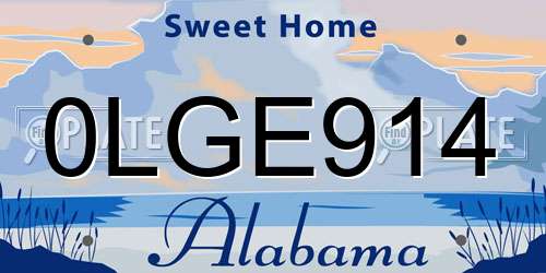 0LGE914 Alabama License Plate
