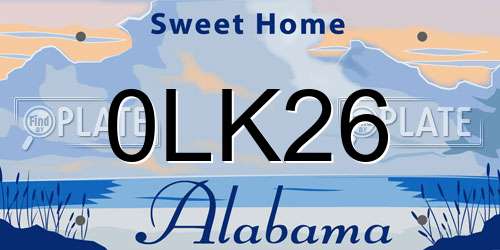 0LK26 Alabama License Plate