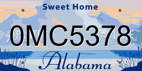 0MC5378 Alabama License Plate